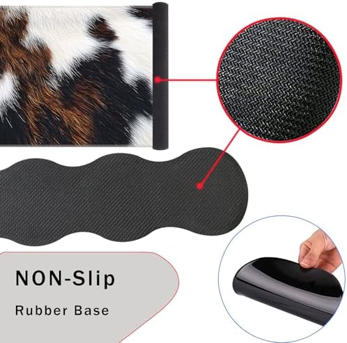 Mouse Pad,Large Pink Desk Mat, 4in1 XXL Mousepad + Keyboard Wrist Rest+Mouse Wrist Rest+Coaster Set with Ergonomic Desk Pad for Home Office Table Computer-Cute Cowhide Brown Black Cow - Image 3