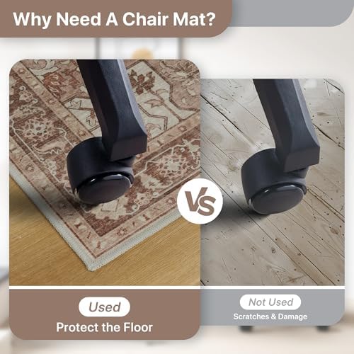 36"x48" Office Chair Mat for Hardwood Floor, Non-Slip Washable Brown Red - Image 4