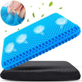 KYSMOTIC Large Gel Seat Cushion for Long Sitting (Large & Thick), Soft & Breathable, Gel Cushion for Wheelchair Reduce Sweat, Chair Cushion for Office Chair (Black Cover) by KYSMOTIC