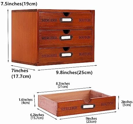 Small Wooden Drawers Wooden Box with Drawer Brown - Image 3