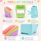 Geetery 12 Pack Non-Tip Book Bins with Stabilizer Wings,lables, Pastel - Image 3