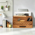Wooden Mail Organizer Countertop Mail Sorter with Storage Drawer - Image 3