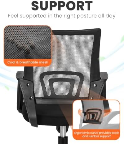 NEO CHAIR Office Computer Ergonomic Mid-Back Mesh Desk Chair, Dark Black - Image 6