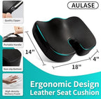 Luxury Seat Cushion, 4 Inch Extra Thick Memory Foam for Pressure Relief, Sciatica, Tailbone Pain & Back Pain Relief, Multi-Use for Bleachers, Car, Gaming, Office Chair (Black) - Image 3