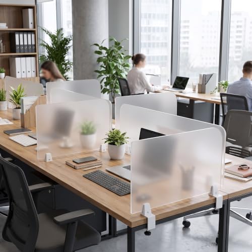 Dunzoom 4 Pcs Heavy Duty Desk Divider Frosted Acrylic Privacy Partitions - Image 3