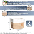 NaturalCozy Storage Cubes 9”x9”x7”Cotton Rope Woven Baskets for Organizing 3-Pack | 9 Inch Cube Storage Bin | Small Basket for Shelf Nursery, Pantry, Decorative Plant, Bathroom Closet, Toy Gift - Image 2