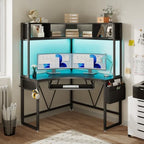 SEDETA 39" Spacious Corner Desk with Hutch, Storage for Small Space, Black by SEDETA