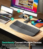 Nulea RT07B Wireless Ergonomic Keyboard - Split Keyboard, Wrist Rest, Natural Typing, Bluetooth and USB Connectivity, USB-C Rechargeable,Compatible with Windows Mac (Silver White) - Image 3