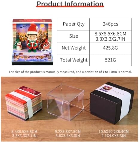 3D Art Calendar Memo Pad 2027,Time Piece Calendar 3D Christmas Elf Notepad Creative Rip Away Calendar Paper Carving Note - Image 6