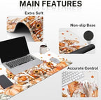 Britimes Keyboard Mouse Pad Set, 4 in 1 Desk Mat Set, Fall Gnome - Image 3