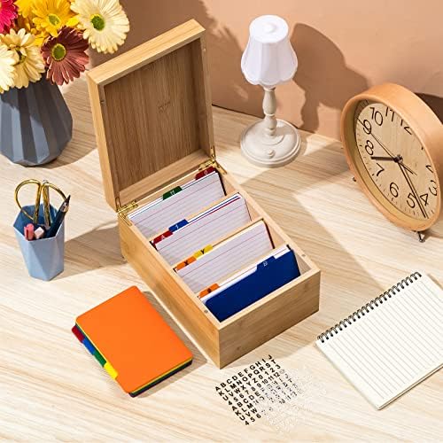 4 x 6 Inches Index Card Holder Set, Bamboo Organizer Box, Wooden Color - Image 5