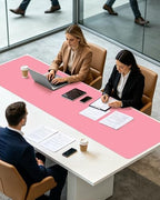 YSAGi Leather Desk Pad Protector, Office Desk Mat, Large Mouse Pad, Non-Slip PU Leather Desk Blotter, Laptop Desk Pad, Waterproof Desk Writing Pad for Office and Home (Pink,55" x 17.2") - Image 2
