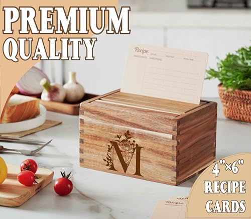 InnoBeta Personalized Gifts Recipe Box, Personalized Initial Recipe Card Holder Box with 50 4 x 6 inch Recipe Cards, 10 Dividers, Initial Recipe Organize - F - Image 4