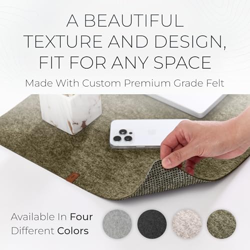 Nordik Felt Desk Mat - Large Felt Desk Pad - Timber Moss Green 35 x 17 in - Image 2