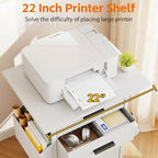 Mexin 3 Drawer File Cabinet with 22'' Extended Desktop, Mobile Filing Cabinet, Printer Stand, Rolling Printer Stand with Side Bag, Fabric Drawer, Fits A4 Size, Home Office, White - Image 4