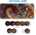 4Pcs Memory Foam Keyboard Wrist Rest Desk Mat Set, Dragon Lion - Image 5
