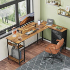 DEVAISE Computer Desk, Home Office, 66 Inch with Drawers, Rustic Brown - Image 2