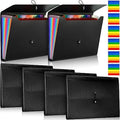 Patelai 6 Pack File Folder Organizer 13 Pocket Expanding File Folder A4 Letter Size Paper Document Receipt Organizer with Labels and Colored Inside Pages for Classroom, Home, Office and Travel, Black by Patelai