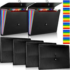 Patelai 6 Pack File Folder Organizer 13 Pocket Expanding File Folder A4 Letter Size Paper Document Receipt Organizer with Labels and Colored Inside Pages for Classroom, Home, Office and Travel, Black by Patelai
