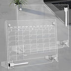 2PCS Clear Acrylic Calendar Dry Erase Board with Stand for Desk, 16x12 Large Desktop Monthly Whiteboard Magnetic Memo Board for Fridge, Office, School, Home by ZHIDIAN