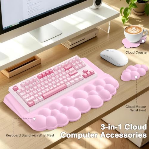Sushret Cloud Wrist Rest with Keyboard Stand, Keyboard Riser with Wrist Pad - Image 2