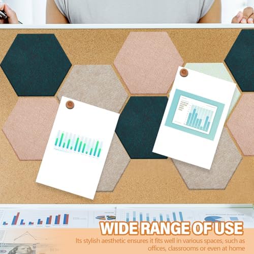 6.7 x 5.9 in 16 Pcs Hexagon Cork Board Tiles, Felt Pin Boards, Green - Image 5