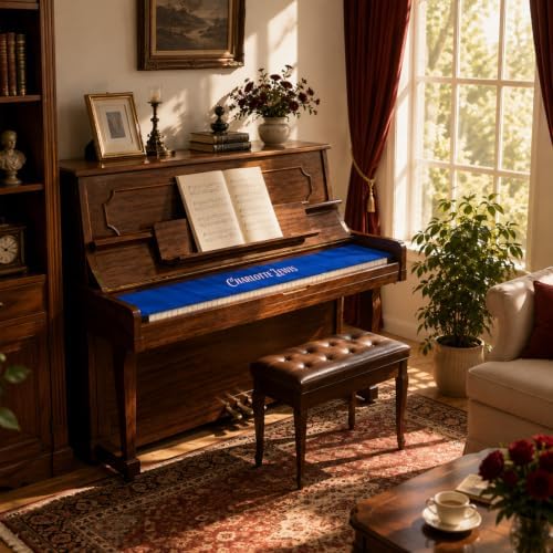 Personalized Piano Keyboard Cover, Vintage Custom Name 88 Keys Dust Cover - Image 2