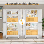 75" Tall Kitchen Pantry Cabinet, White Metal Pantry Storage - Image 5