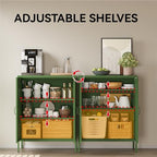 COFaR Forest Green Metal Cabinet, 40” Kitchen Pantry & Coffee Bar Cabinet, 3-Tier Adjustable Shelf Organizer with Magnetic Doors, Rustic Modern Sideboard for Dining Room, Home Office - Image 5