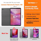 SEYMAC stock Tablet Case for Lenovo Tab One / K9 (TB305FU) 8.7 inch Drop-Proof Protection Cover with 360° Rotate Stand & Strap [Pen Holder] & Screen Protector 2025, Black (Pack of 2) - Image 2