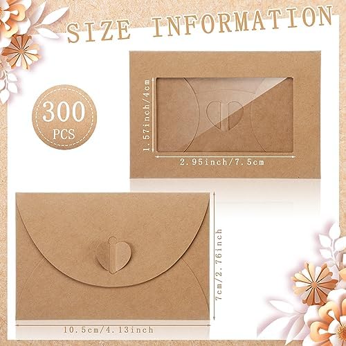 Uiifan 300 Pcs Window Gift Card Envelopes 4x2.8 Inch,Brown - Image 2