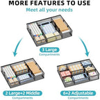 Marbrasse 2 Pack Desk Drawer Organizer, Mesh Drawer Organizer Tray with 8 Adjustable Compartments, Desk Organizers and Accessories, 5 Dividers Drawer for Office Supplies, Makeup & Vanity (Black-2P) - Image 4