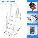 4 Pack 5 Tier Acrylic Brochure Holder 4 x 9 Inches Brochure Display Stand - Image 2