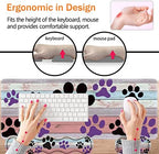 Large Gaming Mouse Pad, Keyboard Wrist Rest + Mouse Wrist Pad + Coaster Combination Set, Memory Sponge Non-Slip Base. Suitable for Office and Home, Rainbow Wood Grain Black and Purple Dog paw - Image 3