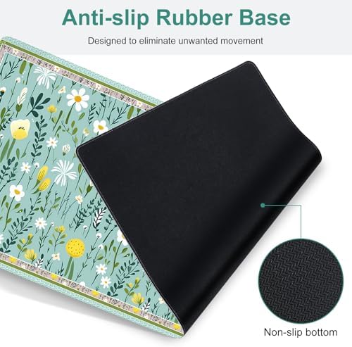 Floral Desk Mat, 4in1 Large Mouse Pad with Wrist Rest, Desk Matt for Desktop, Desk Pad Mat, Anti-Slip XXL Computer Ergonomic Mousepad with Wrist Support for Keyboard and Mouse I Green Elegant Flowers - Image 7