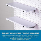 Pegboard Shelf Set - 6 Heavy Duty Peg Board Shelves & Steel Brackets, Organizer for Storage, Garage, Workbench, Craft, Office - Image 3