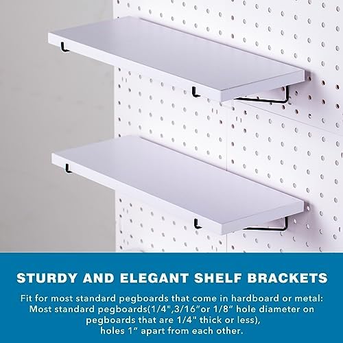 Pegboard Shelf Set - 6 Heavy Duty Peg Board Shelves & Steel Brackets, Organizer for Storage, Garage, Workbench, Craft, Office - Image 3