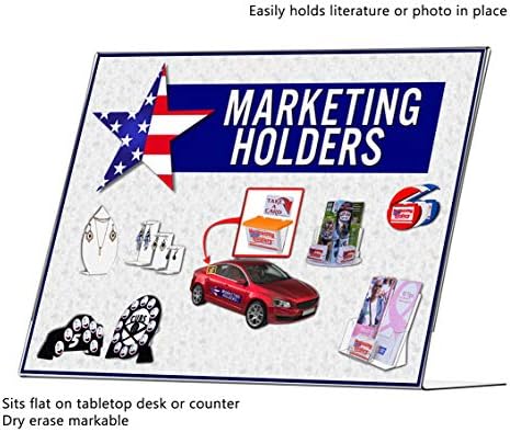 Marketing Holders 6 Pack Acrylic Sign Holder for 14" x 11" Printed Material Landscape Clear Slant Back Plexiglass Countertop Side Load Graphic Image Display Retail Stores Offices and Restaurants - Image 2