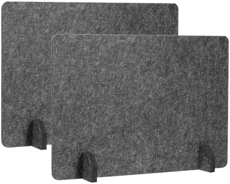PATIKIL Desk Dividers 24" x 16", 2 Pack Desk Privacy Panel Freestanding Noise Reducing Partition Acoustic Panel with 4Pcs Support Feet for Testing Office Home Library, Dark Gray Style C by PATIKIL