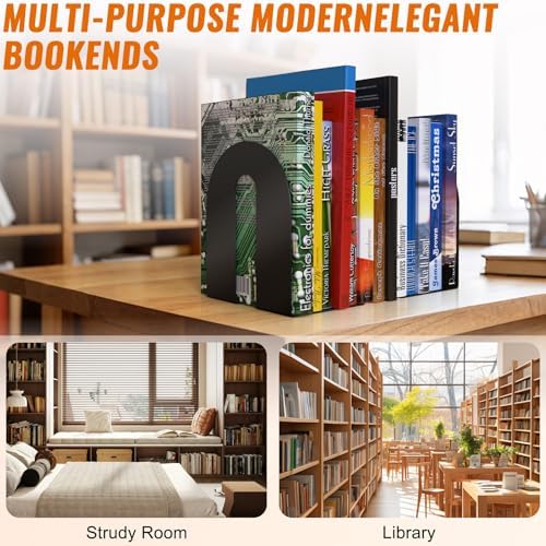 10-Inch Heavy Duty Bookends,Heavy Weighted Bookends for Bookshelf (2 Pairs) - Image 6