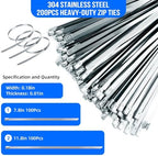 Metal Zip Ties Gun Set, 200Pcs Stainless Steel Cable Ties, Blue - Image 4