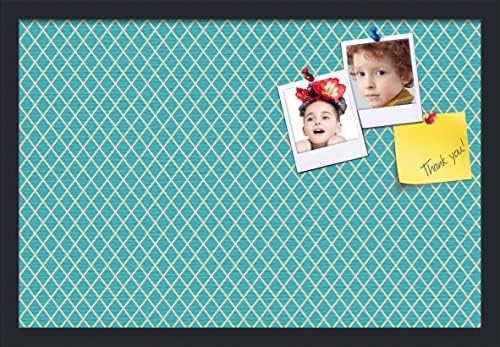 PinPix 24x16 inch Cork Bulletin Board. This Decorative Framed Pin Board Comes with Diamond Pattern in Neon Blue Design and Satin Black. Ideal for Home, Office Decor or School (PinPix-350) by PinPixBulletinBoards