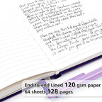 feela 5 Pack Journal Notebook Bulk for School, Hardcover Business Notebooks Classic Ruled Lined Journals with Pen Holder for Work Note Taking, with 5 Black Pens, 120 GSM, 5.1”x8.3”, A5, Purple - Image 3