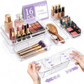 16 Pcs Extendable Clear Drawer Organizer|2-Size Expandable Drawer Dividers by Unknown
