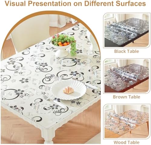 LovePads Floral Table Cover Protector 30 x 60 Inch, 1.5mm Thick Plastic Mat - Image 5