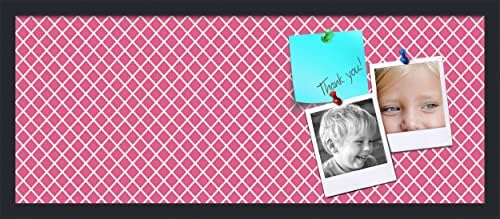 PinPix 30x12 inch Cork Bulletin Board. This Decorative Framed Pin Board Comes with Diamond Pattern in Hot Pink Design and Satin Black. Ideal for Home, Office Decor or School (PinPix-302) by PinPixBulletinBoards