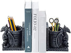 MyGift Gothic Dragon Bookends with Castle Pencil Cup, Black Resin, 1 Pair - Image 5