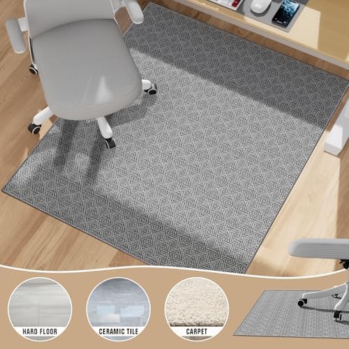 KMAT Office Chair Mat, 45x53in Heavy Duty Hardwood/Tile Floor Protector, Floor Mat Computer Desk Mat for Rolling Chairs, Work, Study, Office, Grey - Image 3