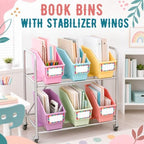 gisgfim 6 Pcs Non-Tip Book Bins with Stabilizer Wings (Pastel) - Image 4