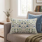 ISAENNE Designer Linen Throw Pillow Cover,Set of 2,20"x12"-Mosella A - Image 2